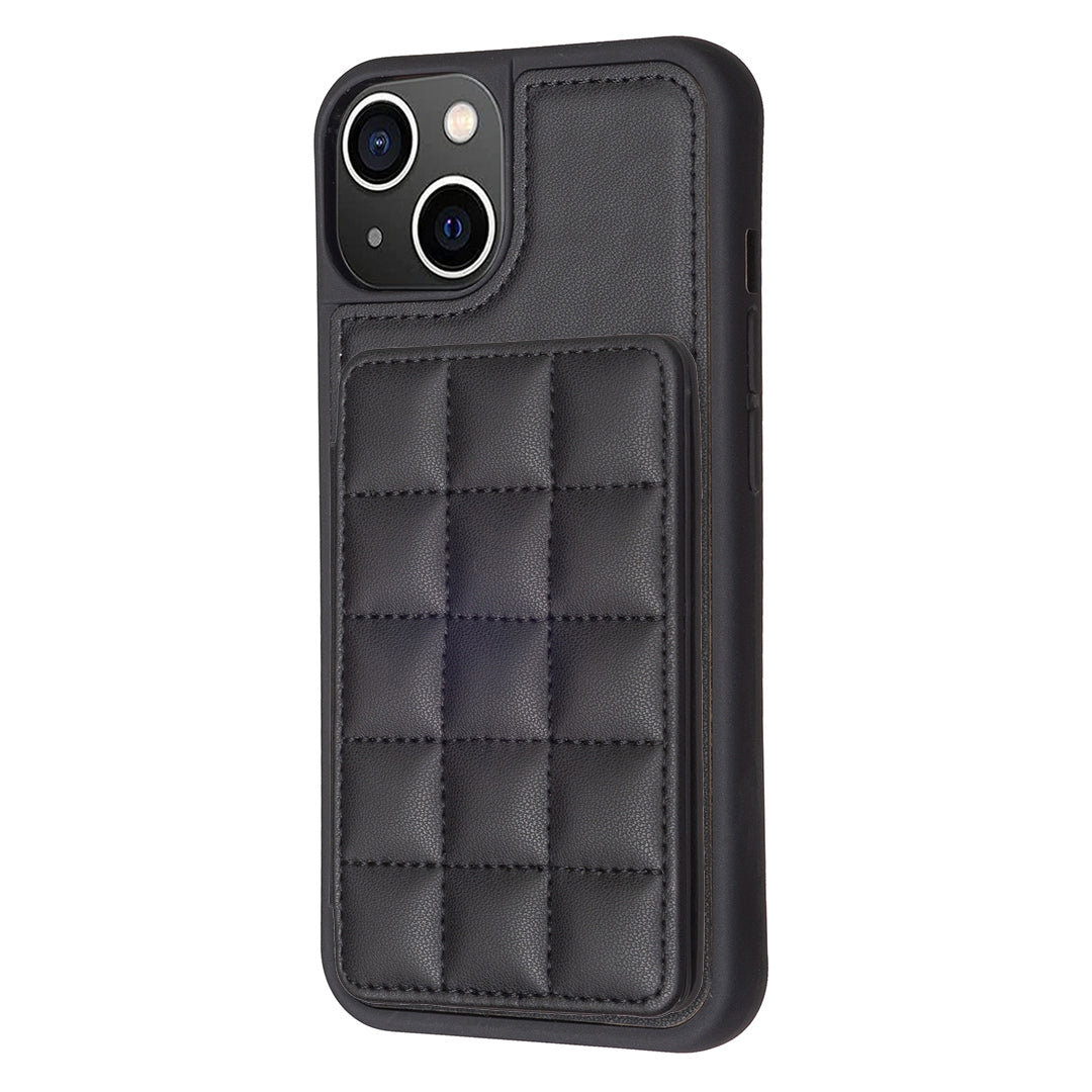 ELECTROPRIME For iPhone 15 Grid Card Slot Holder Phone Case(Black)