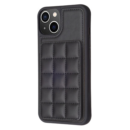 ELECTROPRIME For iPhone 15 Grid Card Slot Holder Phone Case(Black)
