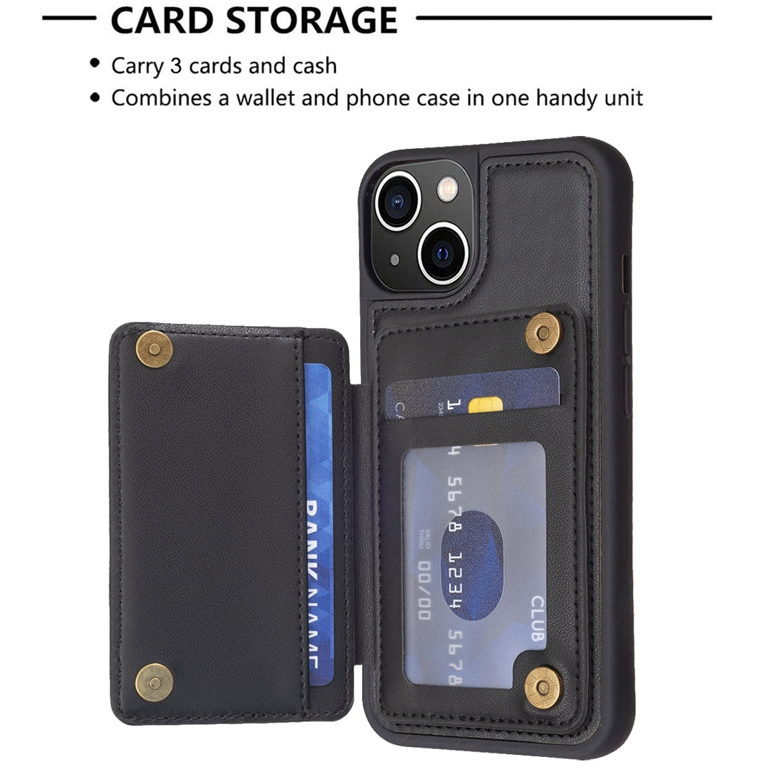 ELECTROPRIME For iPhone 15 Grid Card Slot Holder Phone Case(Black)