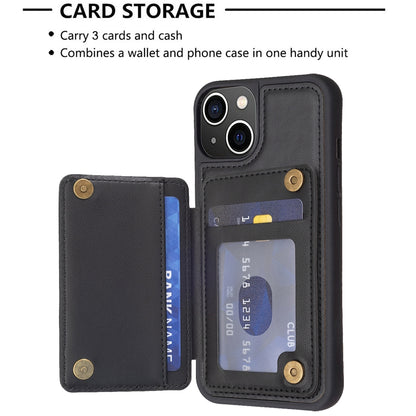 ELECTROPRIME For iPhone 15 Grid Card Slot Holder Phone Case(Black)