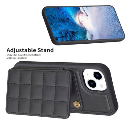 ELECTROPRIME For iPhone 15 Grid Card Slot Holder Phone Case(Black)