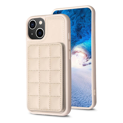 ELECTROPRIME For iPhone 15 Grid Card Slot Holder Phone Case(Beige)