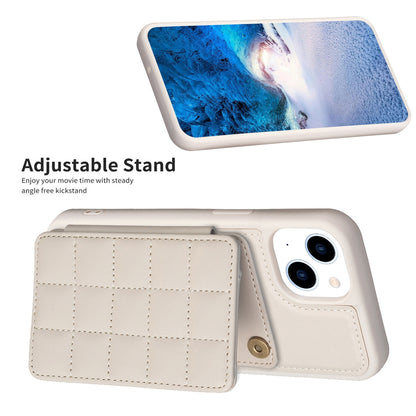 ELECTROPRIME For iPhone 15 Grid Card Slot Holder Phone Case(Beige)