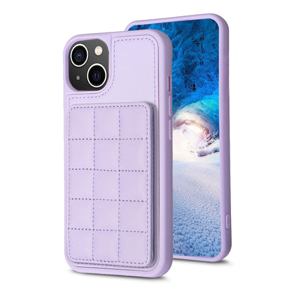 ELECTROPRIME For iPhone 15 Grid Card Slot Holder Phone Case(Light Purple)