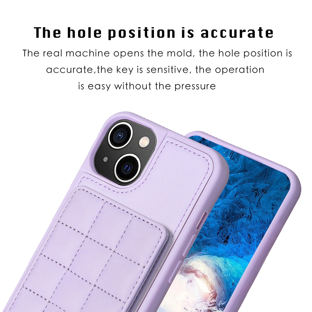 ELECTROPRIME For iPhone 15 Grid Card Slot Holder Phone Case(Light Purple)