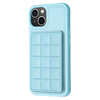 ELECTROPRIME For iPhone 15 Grid Card Slot Holder Phone Case(Blue)