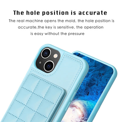 ELECTROPRIME For iPhone 15 Grid Card Slot Holder Phone Case(Blue)