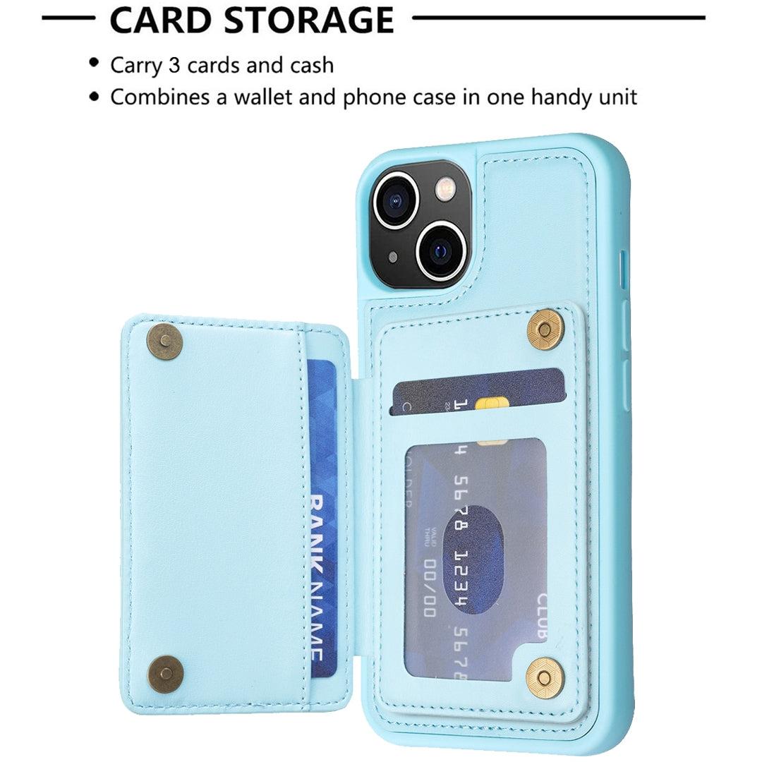 ELECTROPRIME For iPhone 15 Grid Card Slot Holder Phone Case(Blue)