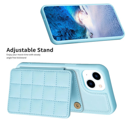 ELECTROPRIME For iPhone 15 Grid Card Slot Holder Phone Case(Blue)