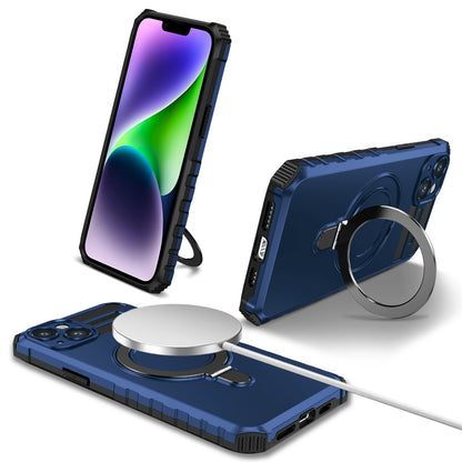 ELECTROPRIME For iPhone 15 MagSafe Magnetic Holder Phone Case(Blue)