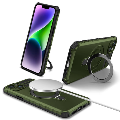 ELECTROPRIME For iPhone 15 MagSafe Magnetic Holder Phone Case(Green)
