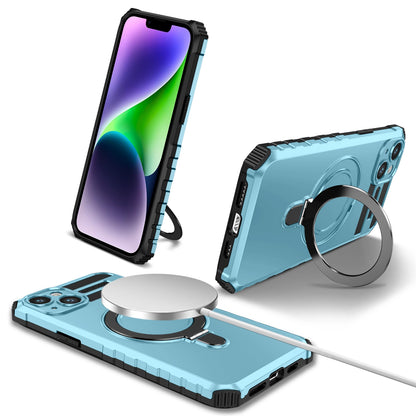 ELECTROPRIME For iPhone 15 MagSafe Magnetic Holder Phone Case(Light Blue)