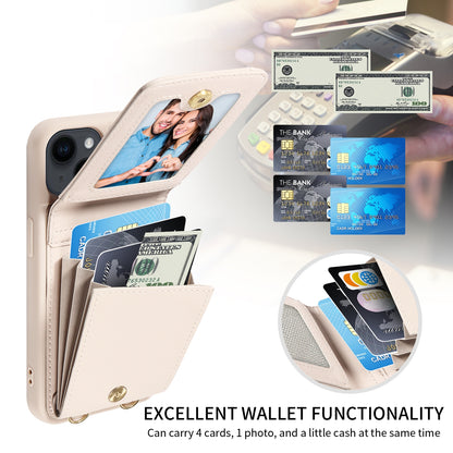 ELECTROPRIME For iPhone 15 Crossbody Lanyard Zipper Wallet Leather Phone Case(Beige)