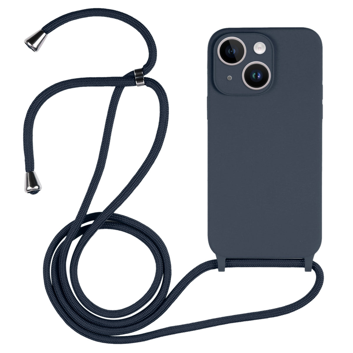 ELECTROPRIME For iPhone 15 Plus Crossbody Lanyard Liquid Silicone Case(Midnight Blue)