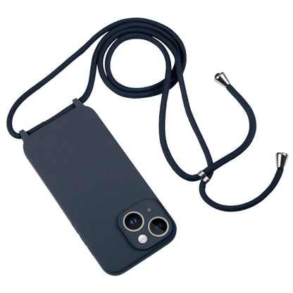 ELECTROPRIME For iPhone 15 Plus Crossbody Lanyard Liquid Silicone Case(Midnight Blue)