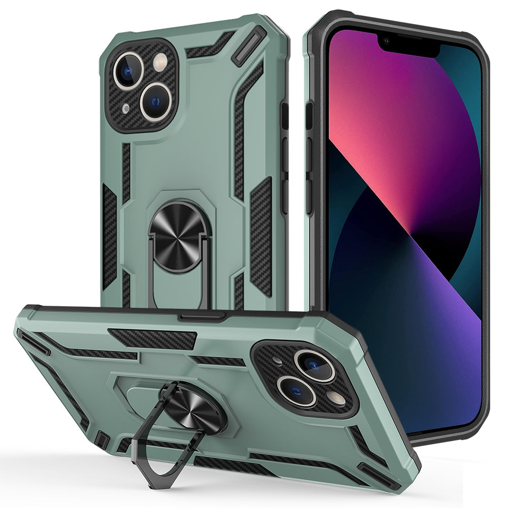 ELECTROPRIME For iPhone 15 Warship Armor 2 in 1 Shockproof Phone Case(Dark Green)