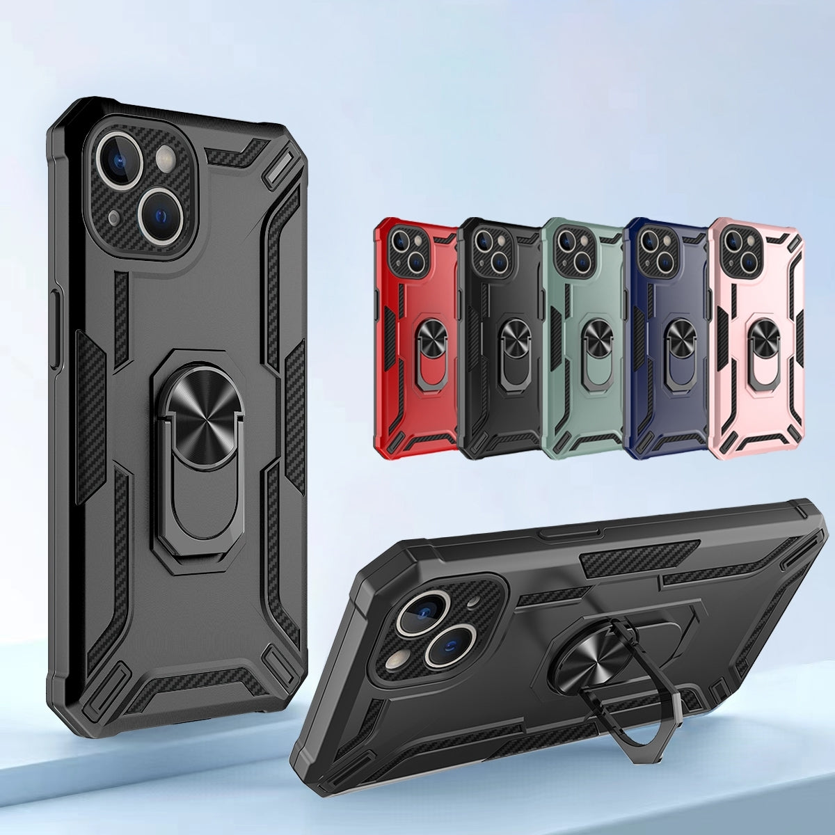 ELECTROPRIME For iPhone 15 Plus Warship Armor 2 in 1 Shockproof Phone Case(Black)