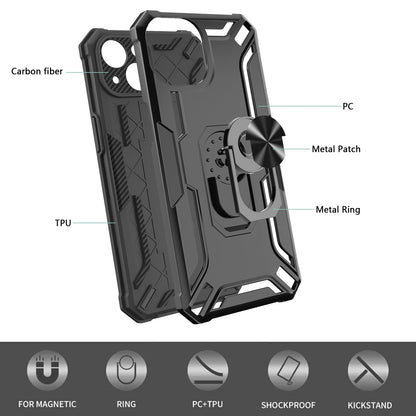ELECTROPRIME For iPhone 15 Plus Warship Armor 2 in 1 Shockproof Phone Case(Black)