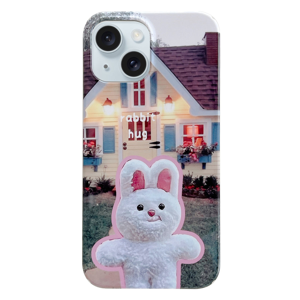 ELECTROPRIME For iPhone 15 Painted Pattern PC Phone Case(Bunny Hug)
