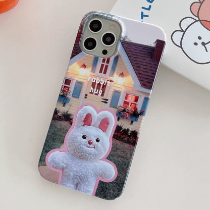 ELECTROPRIME For iPhone 15 Painted Pattern PC Phone Case(Bunny Hug)