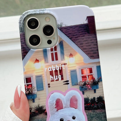 ELECTROPRIME For iPhone 15 Painted Pattern PC Phone Case(Bunny Hug)