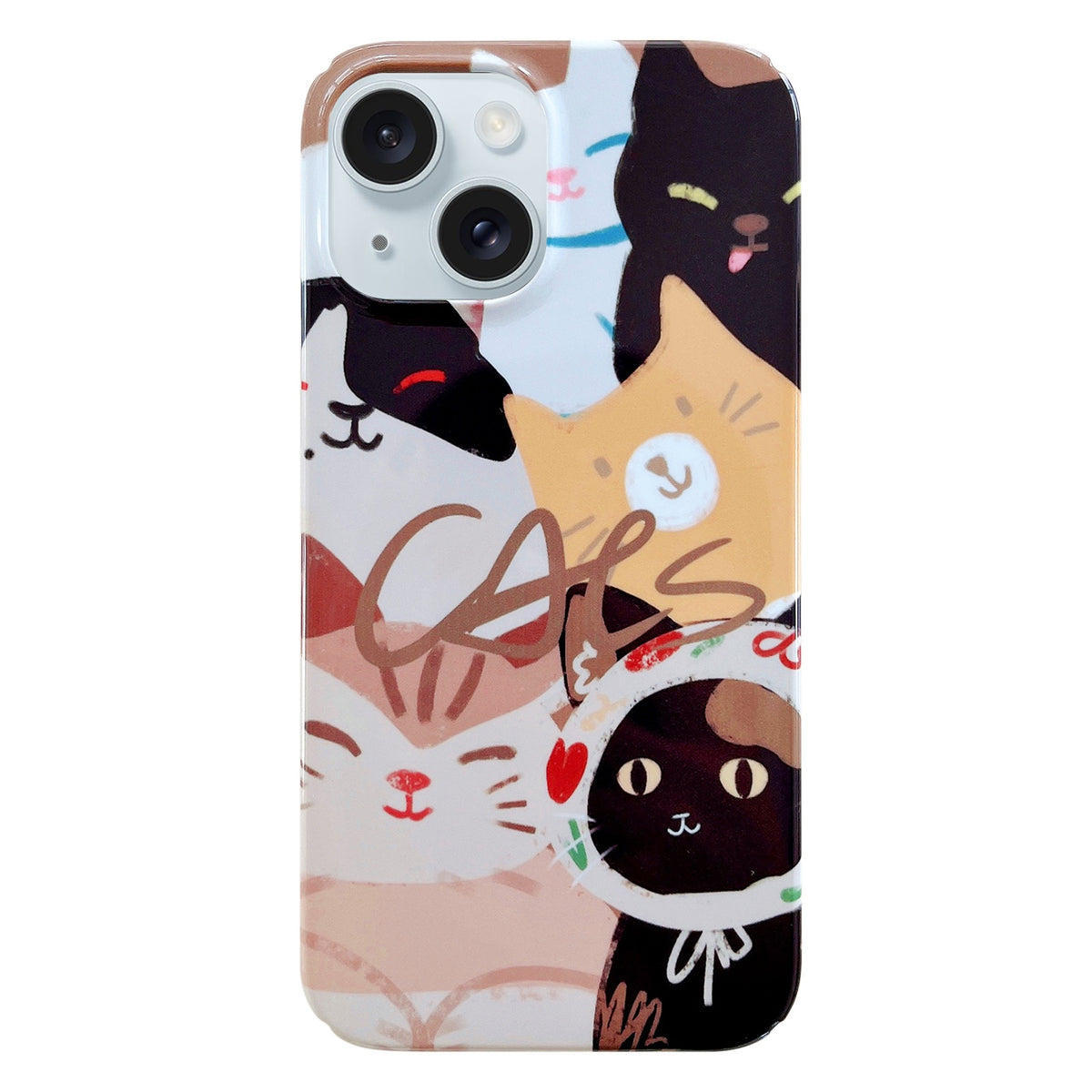 ELECTROPRIME For iPhone 15 Painted Pattern PC Phone Case(Stacked Cats)