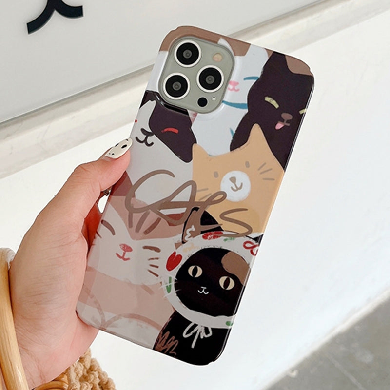 ELECTROPRIME For iPhone 15 Painted Pattern PC Phone Case(Stacked Cats)