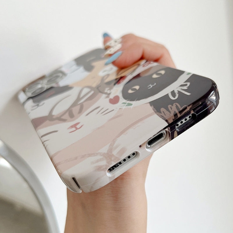 ELECTROPRIME For iPhone 15 Painted Pattern PC Phone Case(Stacked Cats)