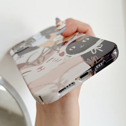 ELECTROPRIME For iPhone 15 Painted Pattern PC Phone Case(Stacked Cats)