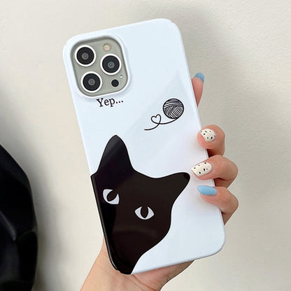ELECTROPRIME For iPhone 15 Painted Pattern PC Phone Case(Black Cat)