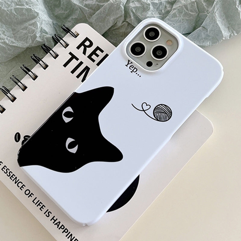 ELECTROPRIME For iPhone 15 Painted Pattern PC Phone Case(Black Cat)