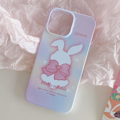 ELECTROPRIME For iPhone 15 Painted Pattern PC Phone Case(Pink Bowknot Bunny)