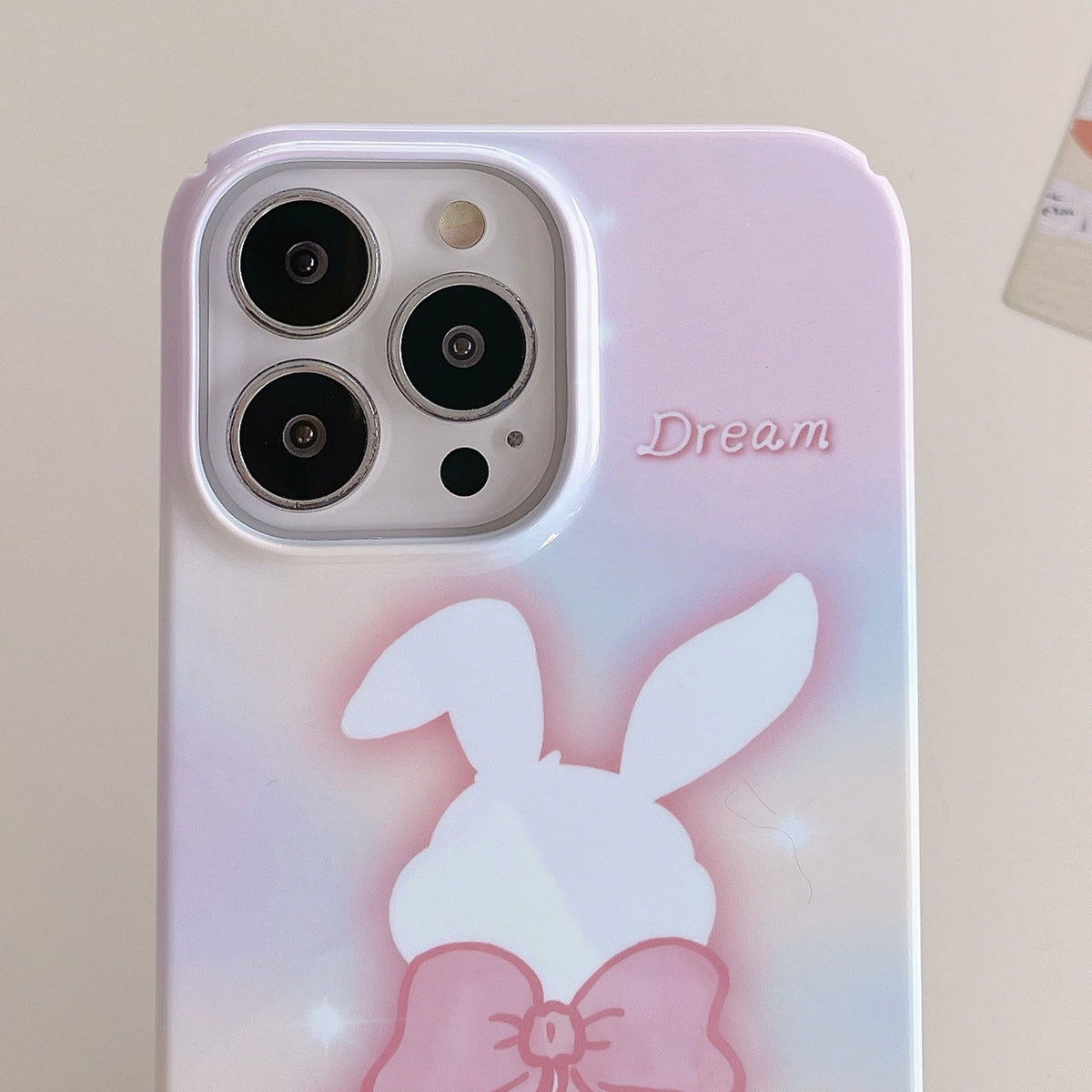 ELECTROPRIME For iPhone 15 Painted Pattern PC Phone Case(Pink Bowknot Bunny)
