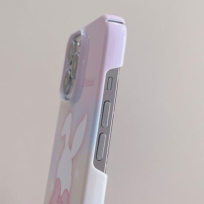 ELECTROPRIME For iPhone 15 Painted Pattern PC Phone Case(Pink Bowknot Bunny)