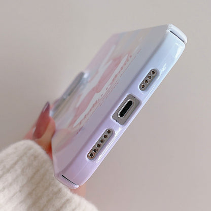 ELECTROPRIME For iPhone 15 Painted Pattern PC Phone Case(Pink Bowknot Bunny)