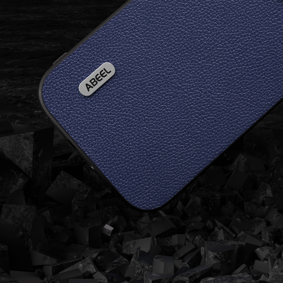 ELECTROPRIME For iPhone 15 ABEEL Black Edge Genuine Leather Mino Phone Case(Royal Blue)