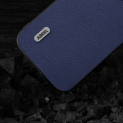 ELECTROPRIME For iPhone 15 ABEEL Black Edge Genuine Leather Mino Phone Case(Royal Blue)