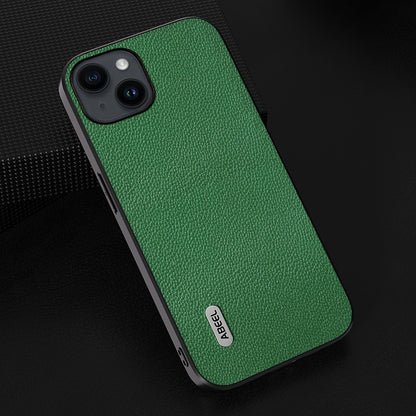 ELECTROPRIME For iPhone 15 ABEEL Black Edge Genuine Leather Mino Phone Case(Green)