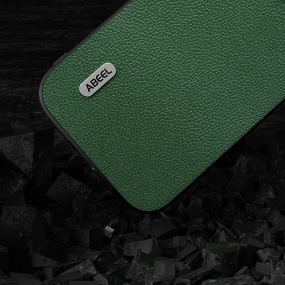ELECTROPRIME For iPhone 15 ABEEL Black Edge Genuine Leather Mino Phone Case(Green)