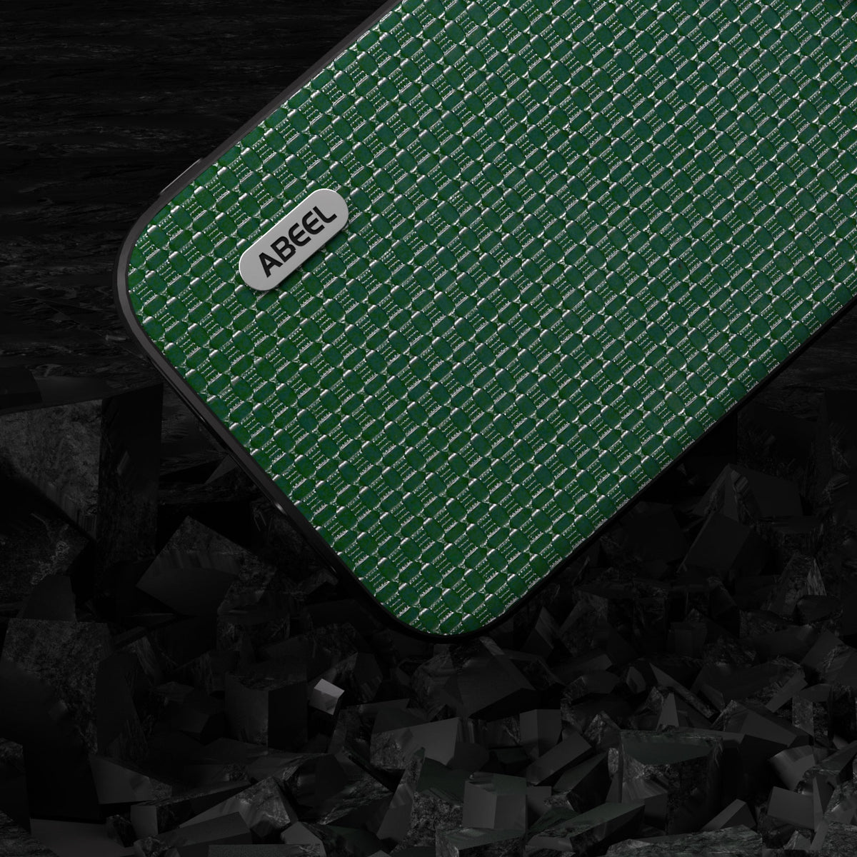 ELECTROPRIME For iPhone 15 ABEEL Genuine Leather Luxury Black Edge Phone Case(Night Green)