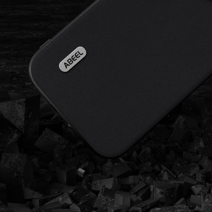 ELECTROPRIME For iPhone 15 ABEEL Genuine Leather Silky Soft Black Edge Phone Case(Black)