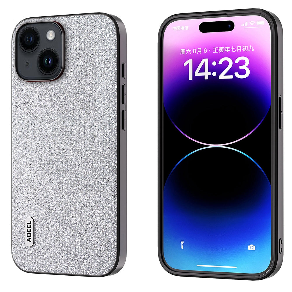 ELECTROPRIME For iPhone 15 ABEEL Diamond Black Edge Phone Case(Jewel Silver)