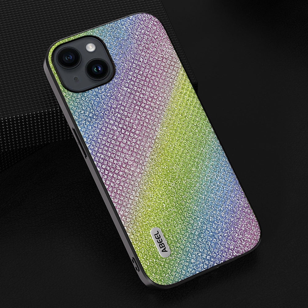 ELECTROPRIME For iPhone 15 ABEEL Diamond Black Edge Phone Case(Rainbow Diamond)