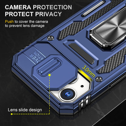ELECTROPRIME For iPhone 15 Plus Armor PC + TPU Camera Shield Phone Case(Navy Blue)