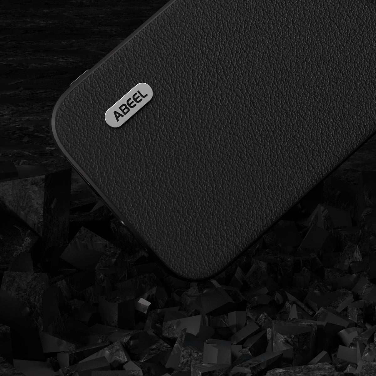 ELECTROPRIME For iPhone 15 ABEEL Genuine Leather Wave Black Edge Phone Case(Black)