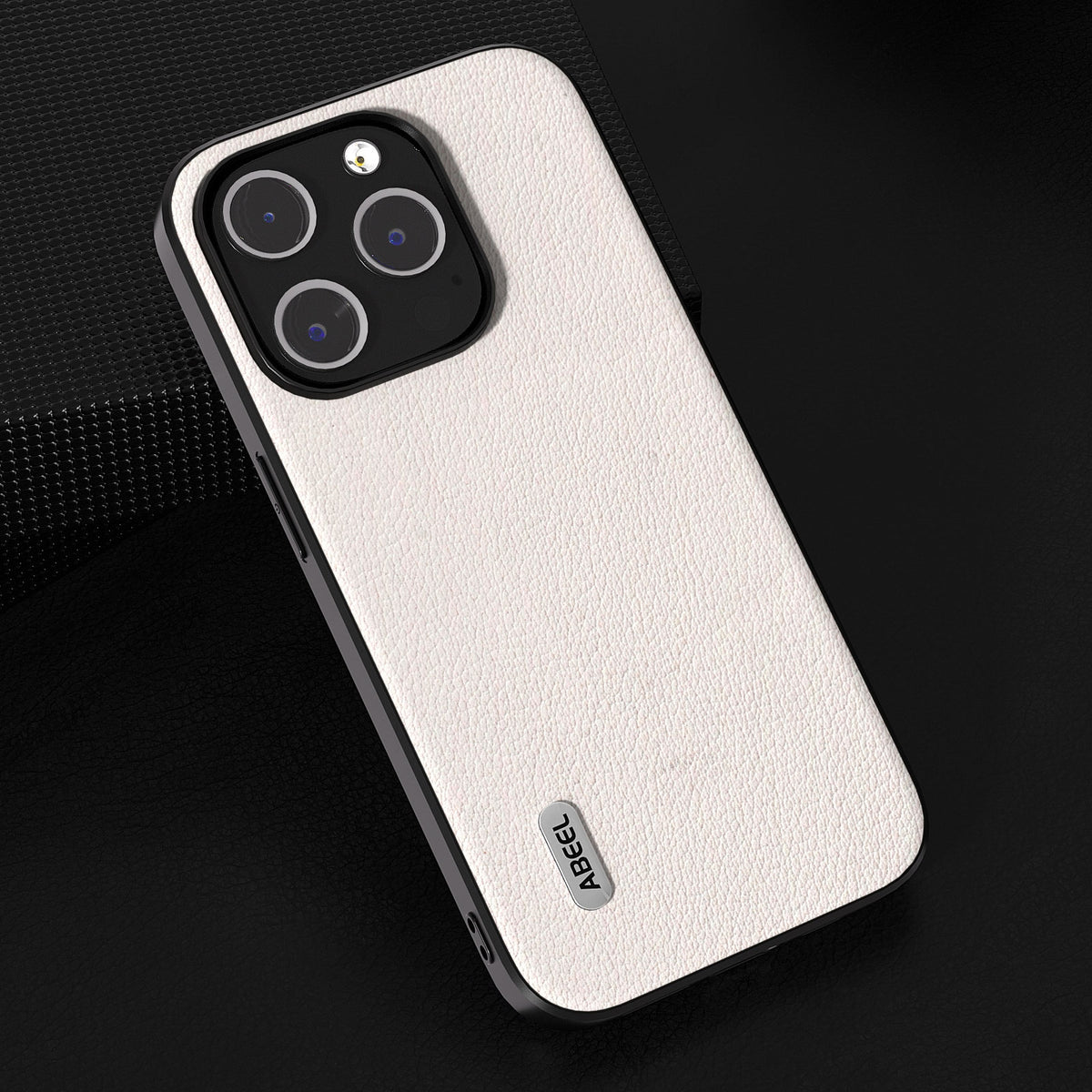 ELECTROPRIME For iPhone 15 ABEEL Genuine Leather Wave Black Edge Phone Case(Grey)