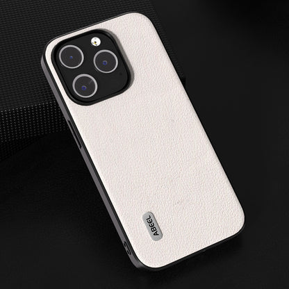 ELECTROPRIME For iPhone 15 ABEEL Genuine Leather Wave Black Edge Phone Case(Grey)