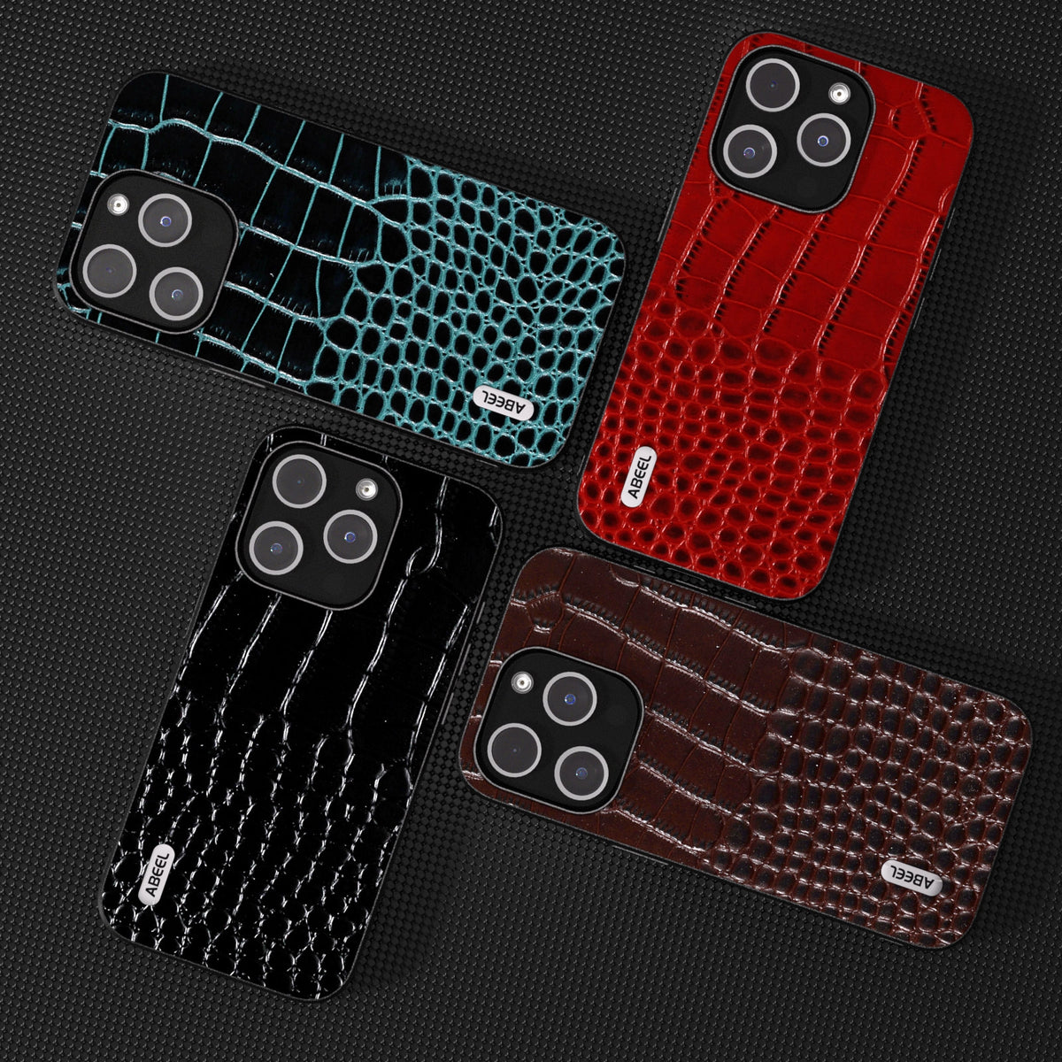 ELECTROPRIME For iPhone 15 ABEEL Genuine Leather Crocodile Pattern Black Edge Phone Case(Blue)