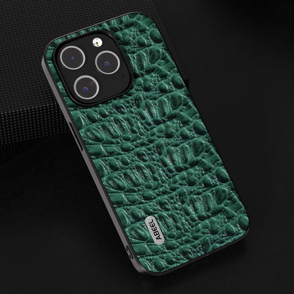 ELECTROPRIME For iPhone 15 ABEEL Genuine Leather Canopy Black Edge Phone Case(Green)