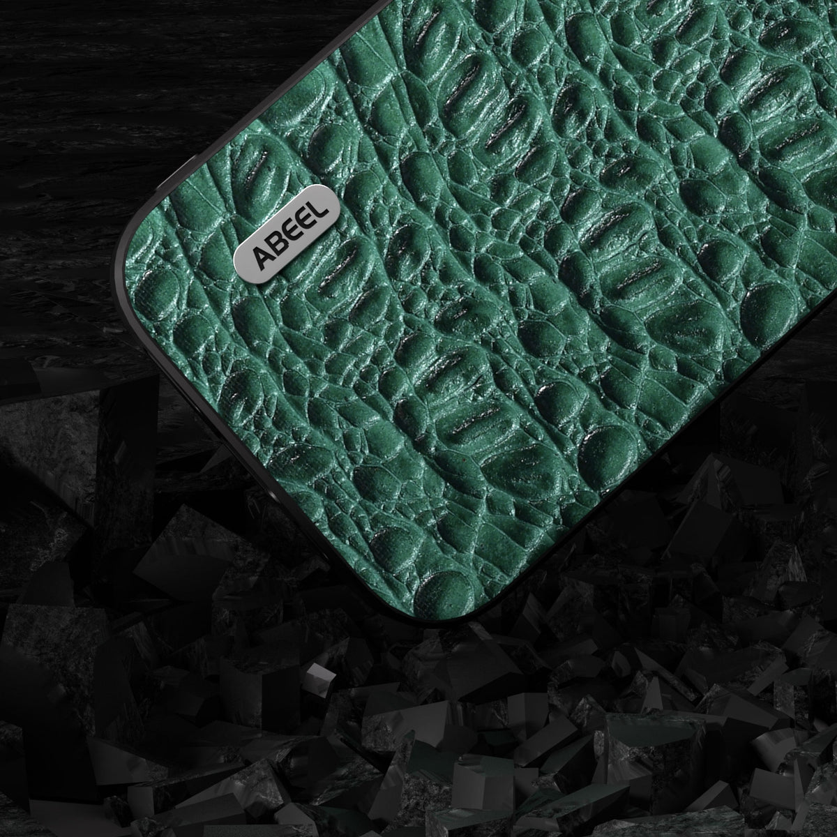 ELECTROPRIME For iPhone 15 ABEEL Genuine Leather Canopy Black Edge Phone Case(Green)